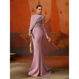 Women's Elegant Formal Evening gown - Long Formal Party Dress in Lavender Pink, A-Line Silhouette with flared Hem, Perfect for Weddings, Galas, Proms - Luxury Evening Wear for Women
