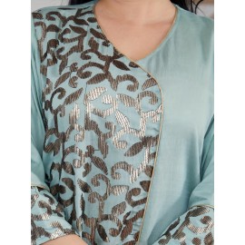 Directional Heavy Industrial Beaded Embroidery Arabic Women's Elegant Dress JALABIA V-Neck Black Creative Asymmetrical Splicing Latest Design Saudi National Day Gown