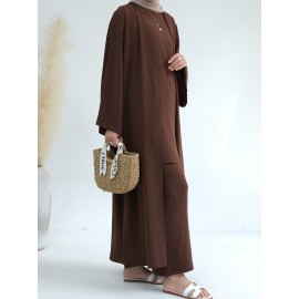 A Three-Piece Suit (Jacket + Short-Sleeved Shirt + Pants), Muslim Dress Woman Open Abaya Femme Open Abaya Abaya Été Abaya Femme Women Abaya Muslim Dress Robe Été Abaya Femme