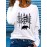 Women's Casual Long Sleeve Crew Neck T-Shirt - Forest Graphic Print with Pine Trees & Bear Silhouette, Medium Stretch Machine-Washable Top for Spring/Fall, Regular Fit Nature-Inspired Casual Attire, Allseason Apparel, Mediumelastic Fabric