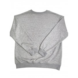 [Thankful Print Sweatshirt] Women's Casual Thankful Print Sweatshirt - 100% Polyester Knit Crew Neck Long Sleeve Top For Fall/Winter - Soft, Machine Washable, Plus Size Comfort Wear