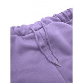 Women's Fashion Casual Letter Print Set - Premium Autumn/Winter Trendy Youthful Fleece Hoodie and Jogger Pants Two-Piece Outfit, Versatile Hooded Suit for Women, Ideal Gift Choice