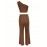 Women'S Stylish Brown Crop Top & Wide-Leg Pants Set - Casual, Asymmetrical Hem, Ribbed Texture, Perfect for Spring & Fall, Casual Wear|Asymmetrical Hemline| Construction