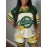 [2pcs Shorts Set] 2pcs Green and Beige Short Sleeve Shorts Set, California Letter Print Shorts Two-Piece Set, Women's Casual Outfit Choice, Mesh Fabric Lightweight and Breathable, Large Pattern + Color Block Design, Suitable for Summer Trendy Cool Look